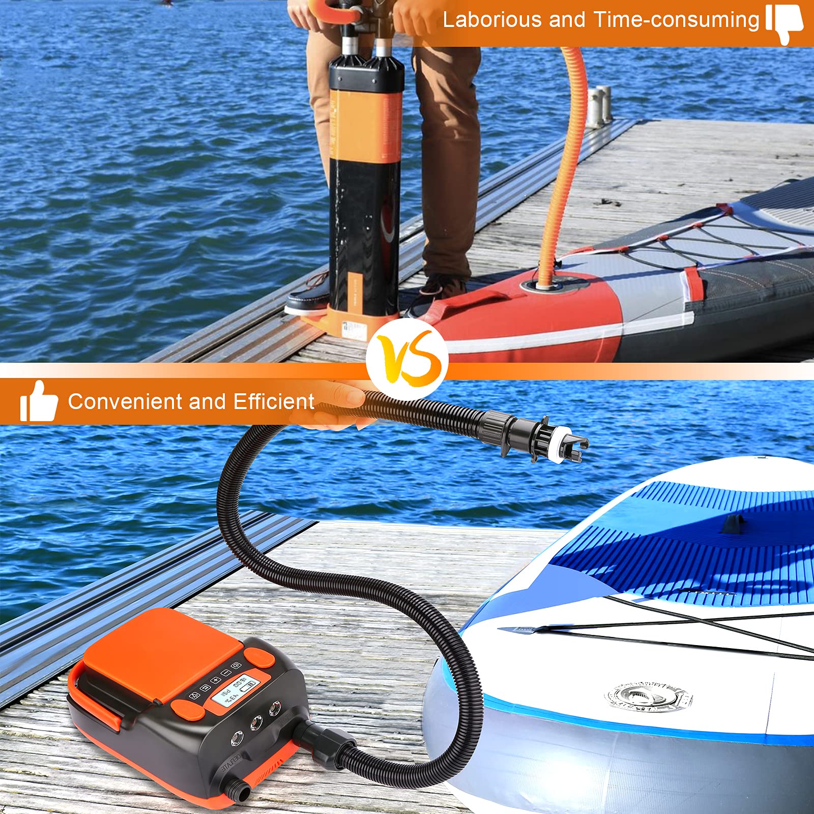 AGPtEK 16PSI 12V 6000mAh SUP Pumpe Elektrisch Wiederaufladbare SUP Pumpe | Akku Kompressor mit Aufblasen/Ablassen, tragbare Elektrische Luftpumpe SUP für Luftmatratzen, Zelte und Boote