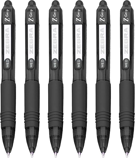 ZEBRA Z-Grip Smooth Mini Retractable Ballpoint Pens - 1.0mm - Black - Pack of 6