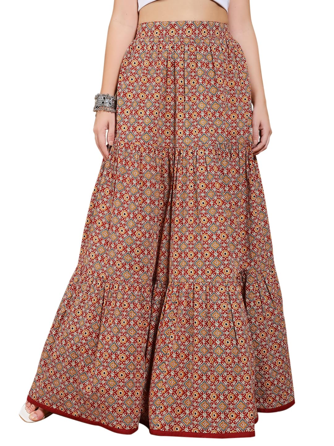 Women's Printed Cotton Flared Skirt