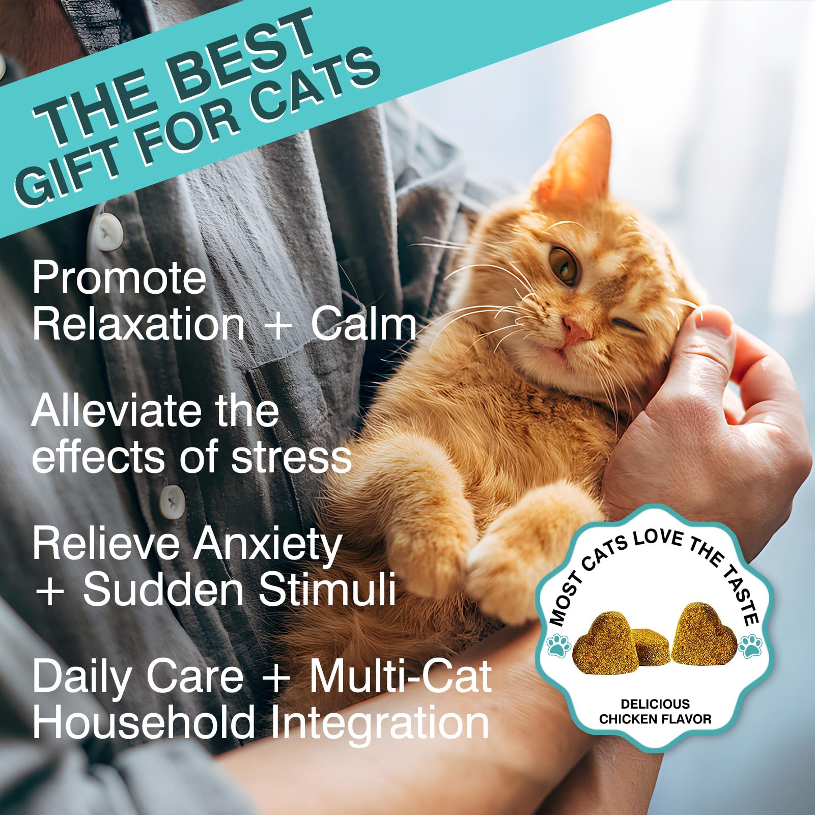 MNQAXZ Cat Calming Treats, 140 Soft Chews to Relieve Anxiety, Stress & Prevent Bites, Perfect for Travel & Veterinary Visits, Soothing Calming Care for Indoor Cats Chicken Flavor 7.41 OZ - image 2