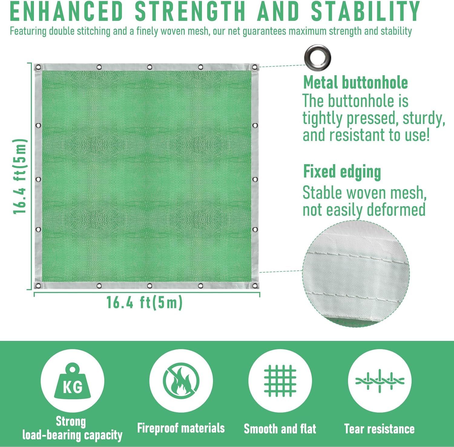 Fruit Collector Harvesting Net - 16.4 x 16.4 ft Green Agricultural Harvest Netting for Walnut, Olive, Chestnut, Plum, and Hazelnut - Easy Picking & Reusable Leaf Collection Net (5x5m)
