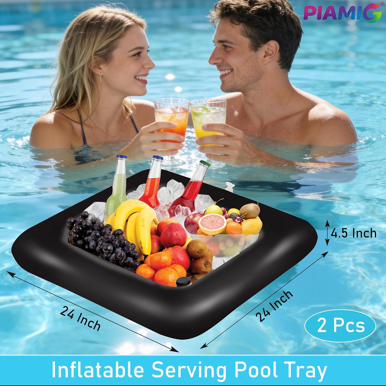 Inflatable Serving Bar, Salad Serving Sets Bar Buffet Food Drinks Inflatable Cooler Table Pool Ice Tray Easy to Blow Up for Party,Graduation,Picnic & Camping 24Inch x 24Inch