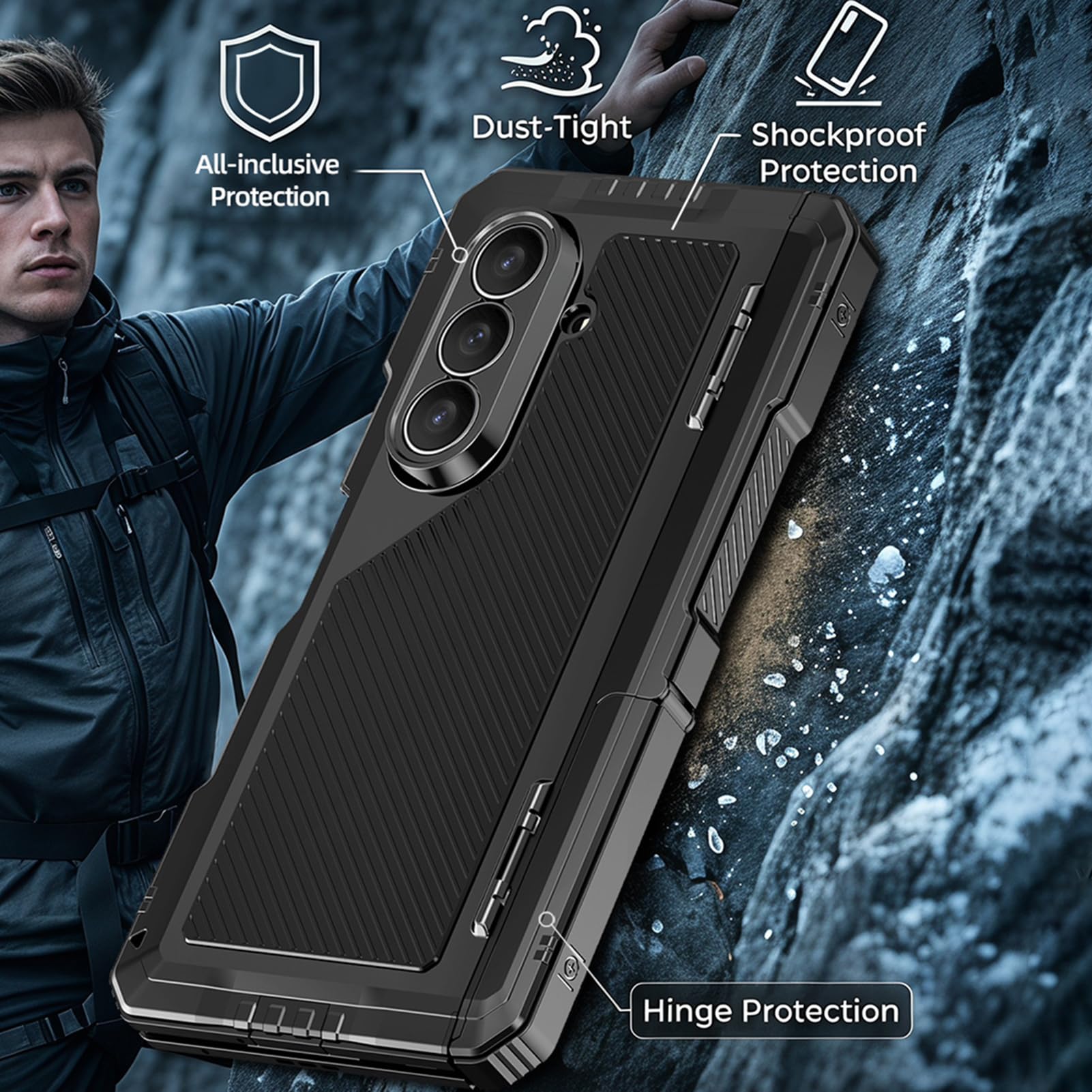 Custodia Magnetica For Samsung Galaxy Z Fold 8 Ultra, Copertura Resistente Di Grado Militare, Supporto Regolabile, Antiscivolo, Antiurto, Protezione For Lo Schermo, Cerniera Avvolgente(Red)