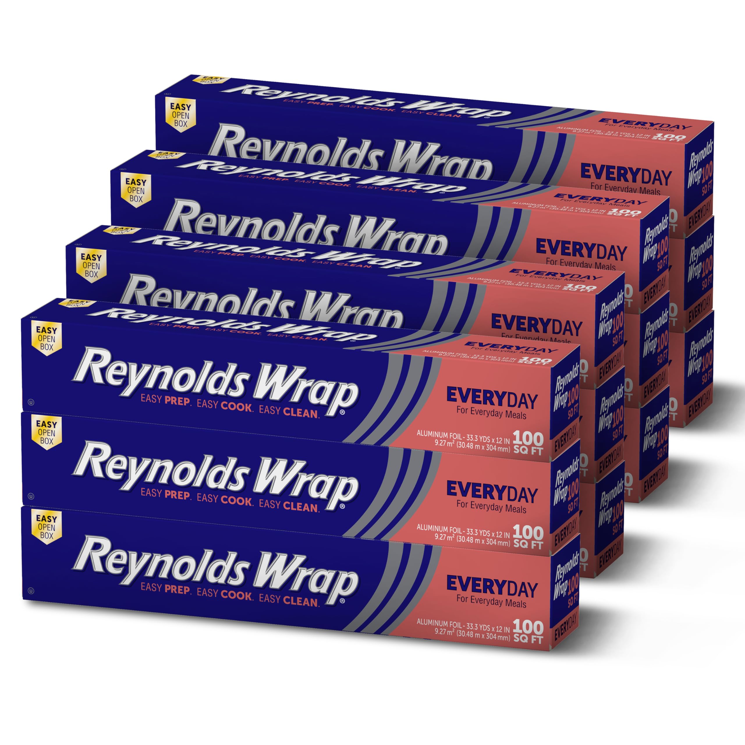 Reynolds Wrap Everyday Strength Aluminum Foil Roll, 12 Inch Wide, 100 Sq Ft (Pack of 12)