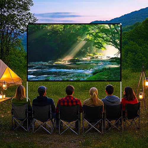 Miniatura 5 de Portable Projector Screen with Stand 100 Inch 169 4K Foldable Movie Screen  FrontRear Projection, Wrinkle-Resistant, with Carry Bag for Home &