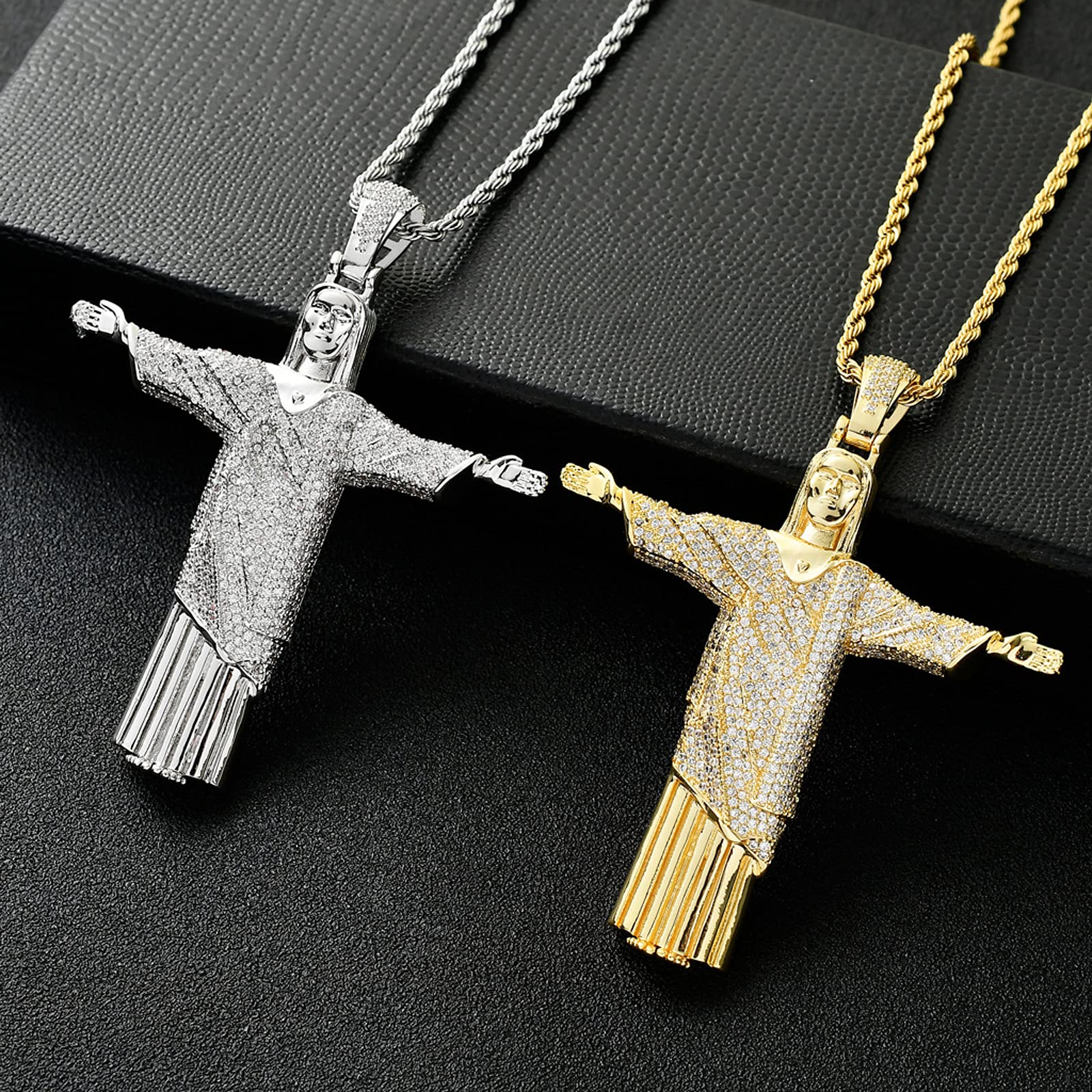 Pendentif en Or de personnalité Hip-hop Tendance Hip-hop Christ Jésus Croix Bijoux Hip-hop