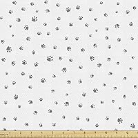 Vista 345 de Ambesonne Tela de Fiesta Popstar por Yarda, Estilo de Dibujos Animados Garabatos Dibujados a Mano Tema Musical Impresión de Arte Lineal, Tela