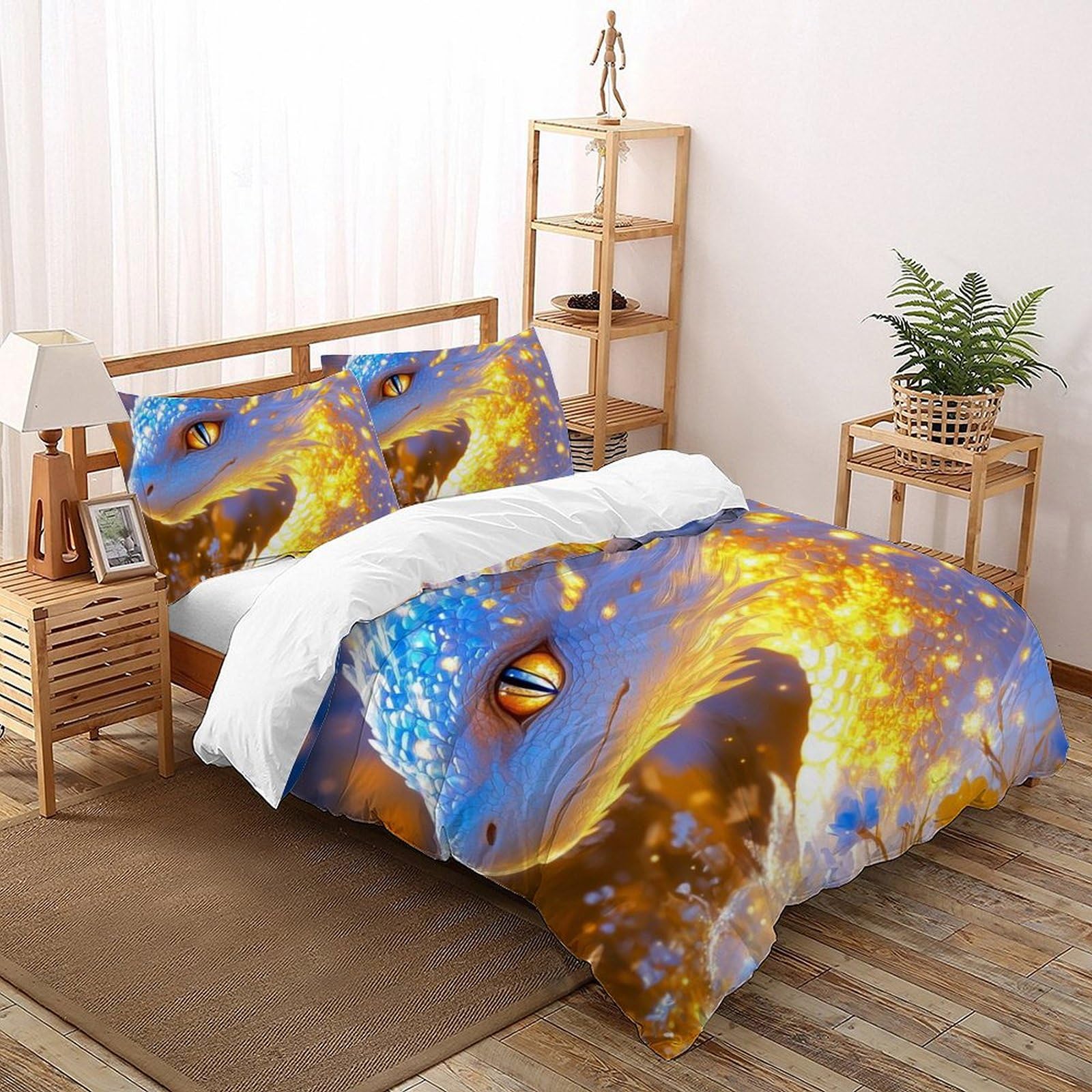 Housse de couette dinosaures 200x200 cm microfibre pour lit enfant infroissable