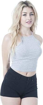 Sleeveless High Neck Ribbed Cami Crop Top