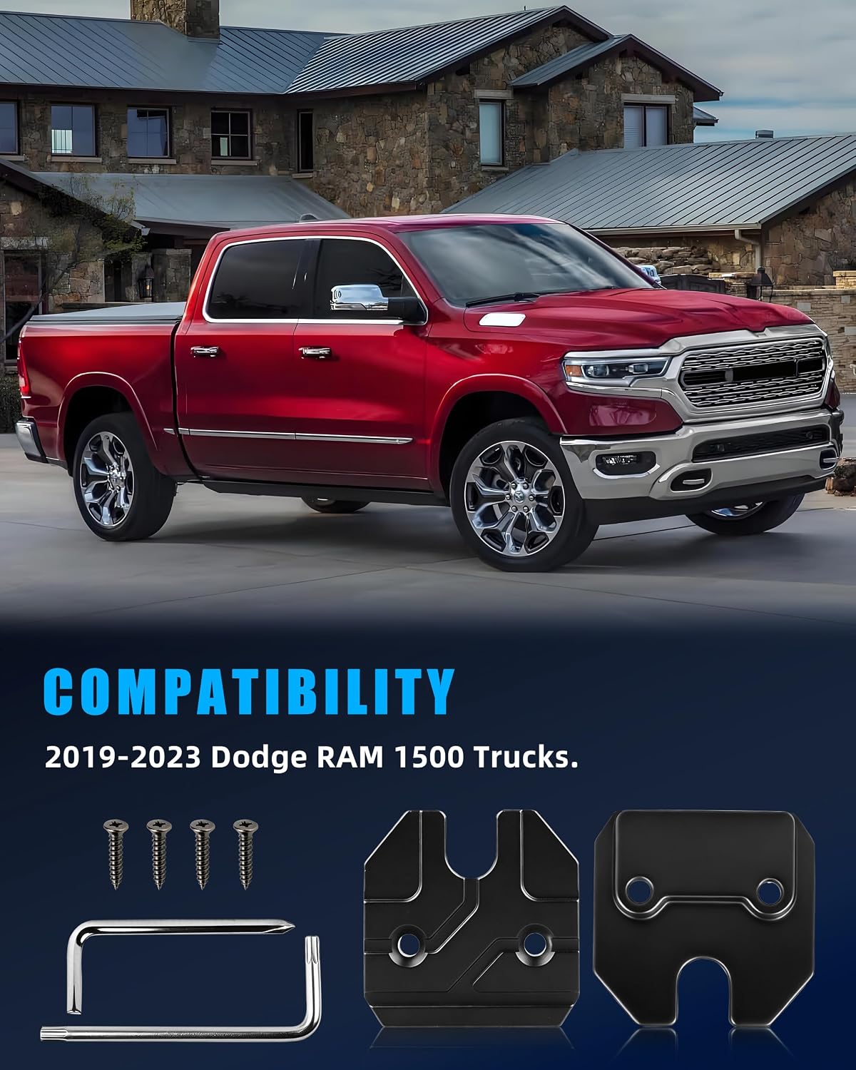 Sun Visor Repair Kit Aluminum Alloy Clip Compatible with Dodge RAM 1500 2019-2023, Truck Sun Visor Fixer Replacement Accessories, 2 PCS