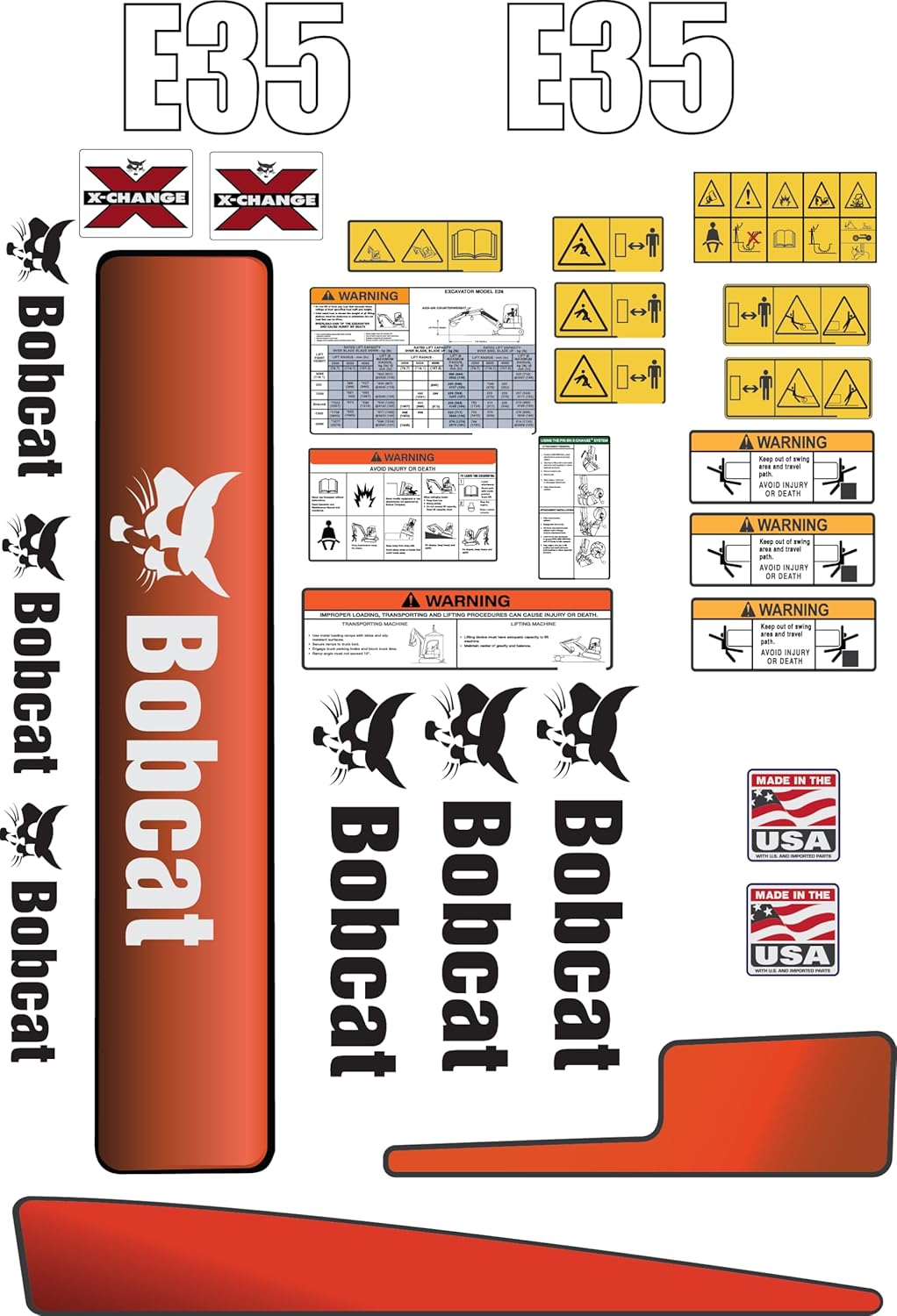 fits Bobcat E35 Mini Excavator Decal Sticker kit