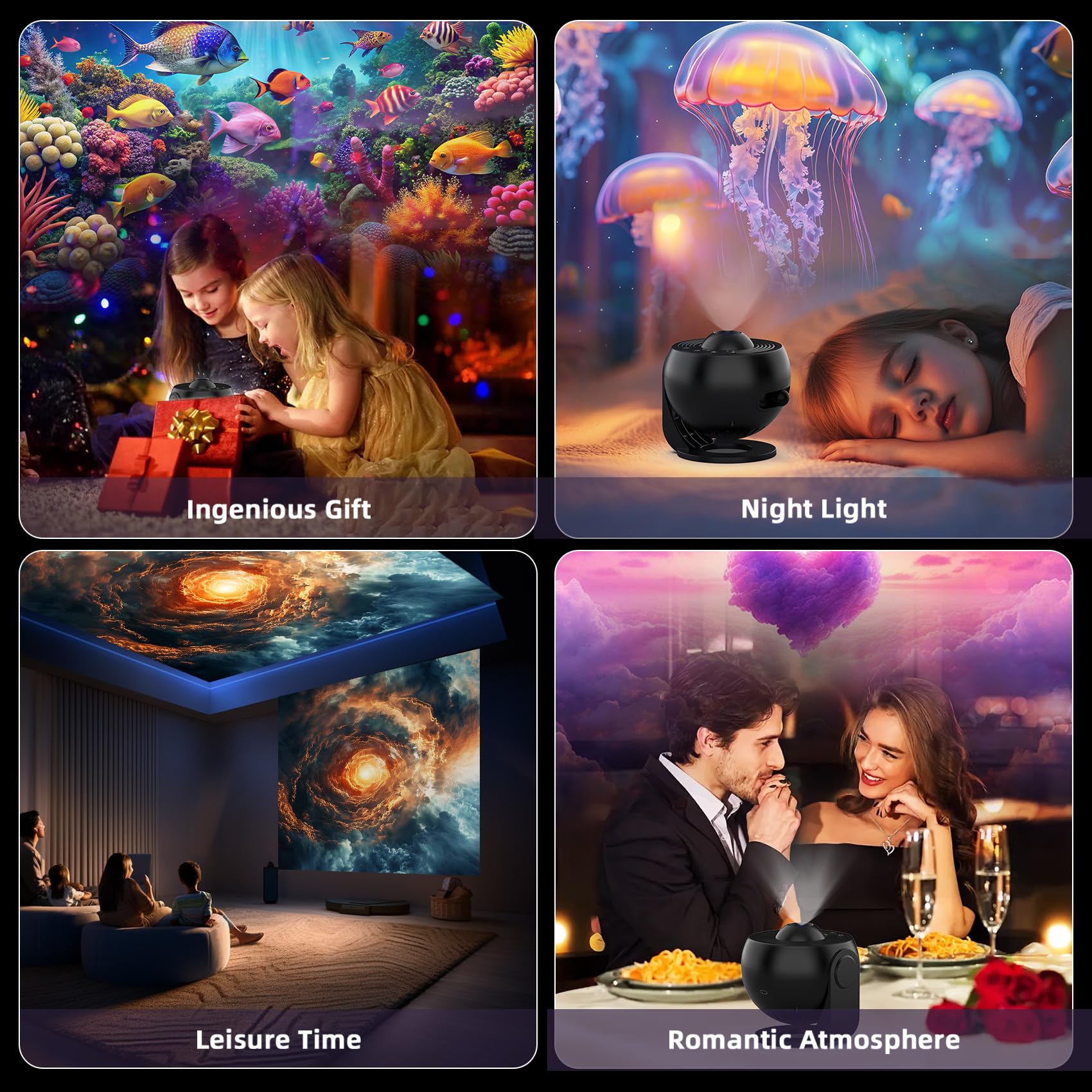 Proyector Galaxy Pro para dormitorio, proyector de estrellas planetario 25 en 1 con sistema solar y constelación, proyector de techo de nebulosa LED giratorio de 360°, luz nocturna con temporizador