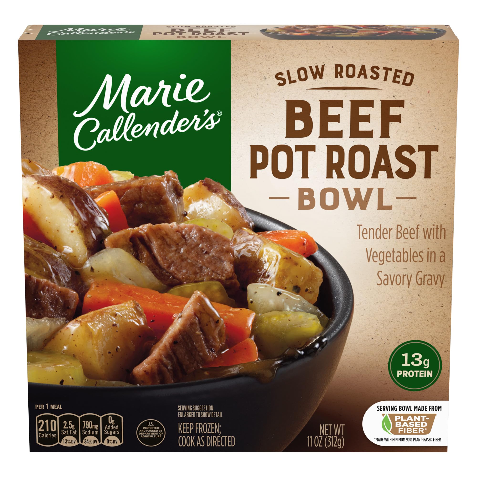 Marie Callenders Slow Roasted Beef Pot Roast Bowl Convenient Microwave Meal With Beef Pot Roast in Savory Gravy