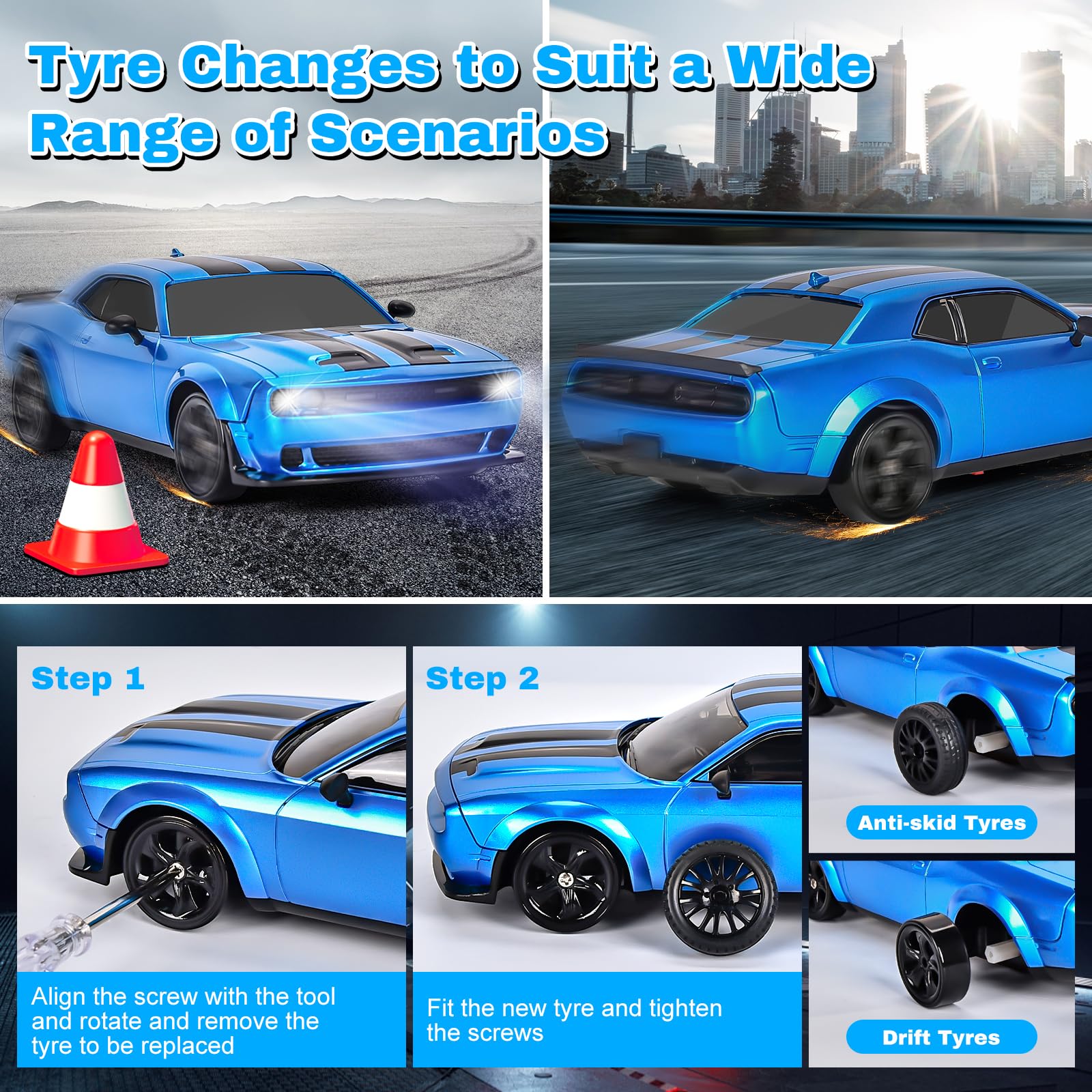 BuzzoXerex Drift Car Remote Controlled, Mini Drift Car, 1:24 4WD