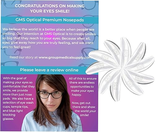 Miniatura 4 de GMS Optical Almohadillas de nariz de silicona contorneadas con adhesivo para niños, antideslizantes y alivio de presión, perfectas para gafas de