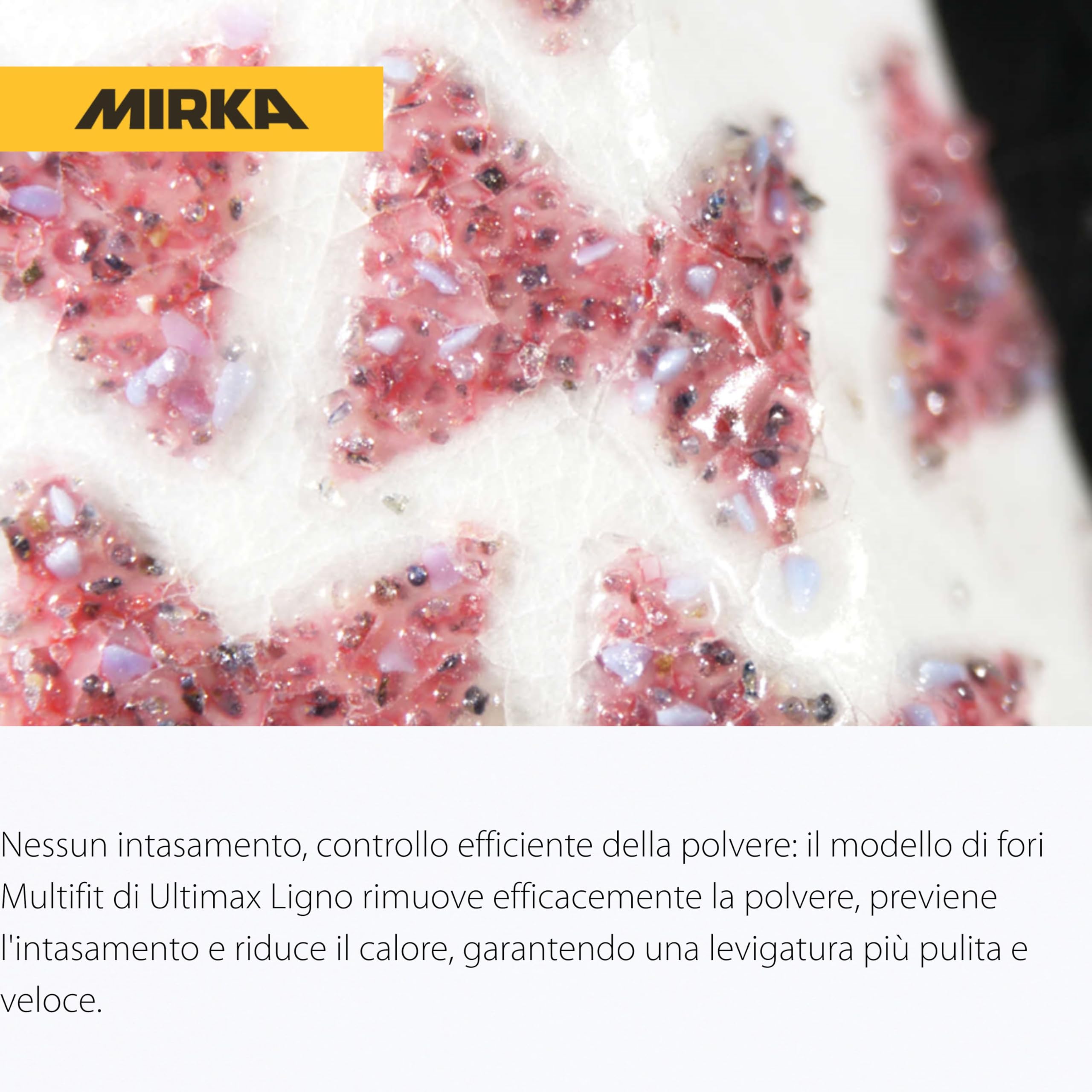 Mirka Ultimax Ligno Carta abrasiva 81x133 mm, grana P120, con fissaggio a strappo e foratura multifit per lavorare senza produrre polvere, confezione da 50 pezzi