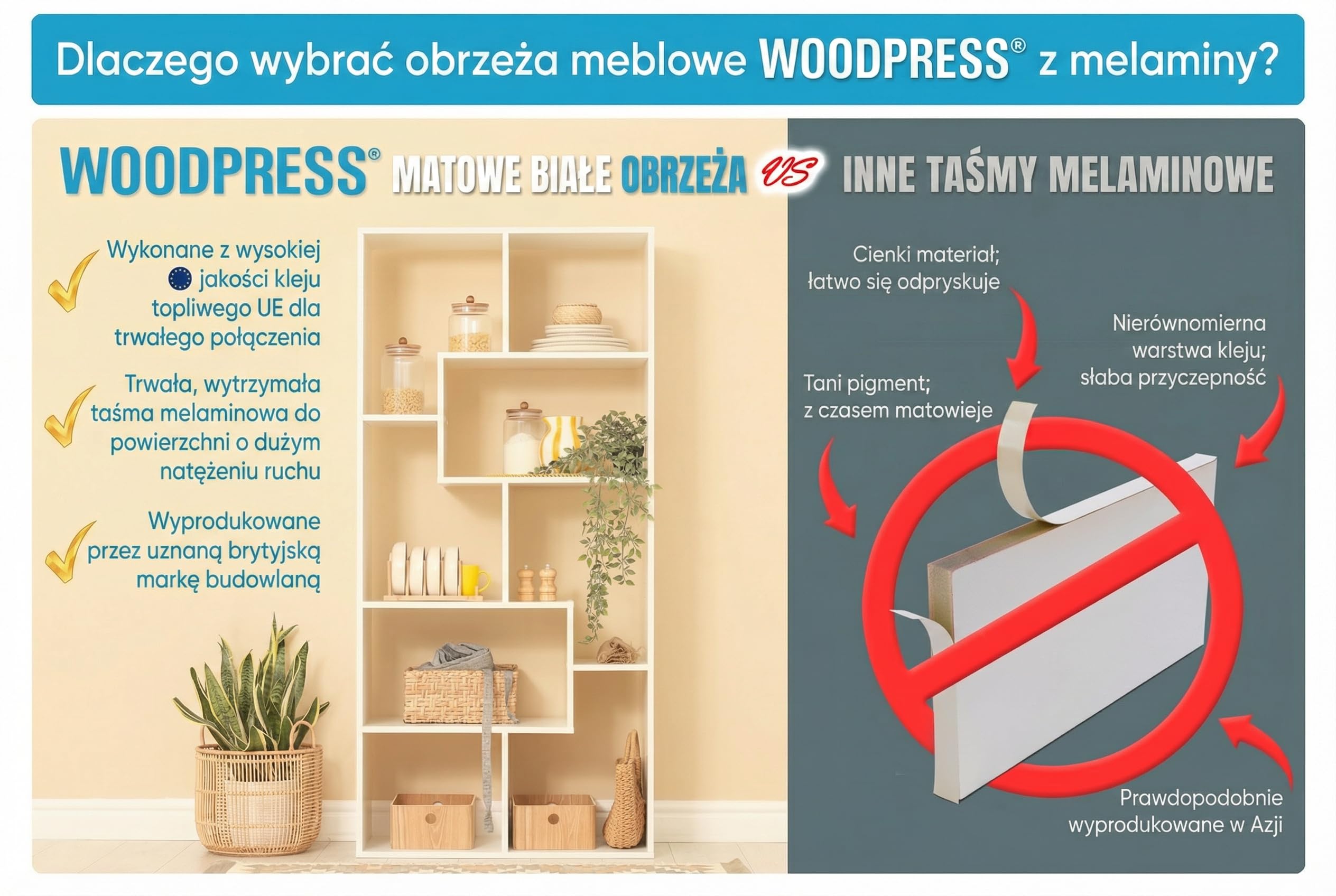 30 mm matowa biała taśma melaminowa, wstępnie klejona taśma fornirowa - rolka 7,5 m - prasowana do łatwego montażu "zrób to sam" - pokrywa krawędź standardowej płyty MDF