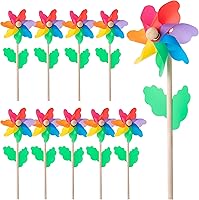 Mr. Pen Rainbow Flower Pinwheels 10 Pack - Durable Wind Spinners for Garden, Yard Decor, Kids Toys & Party Favors
