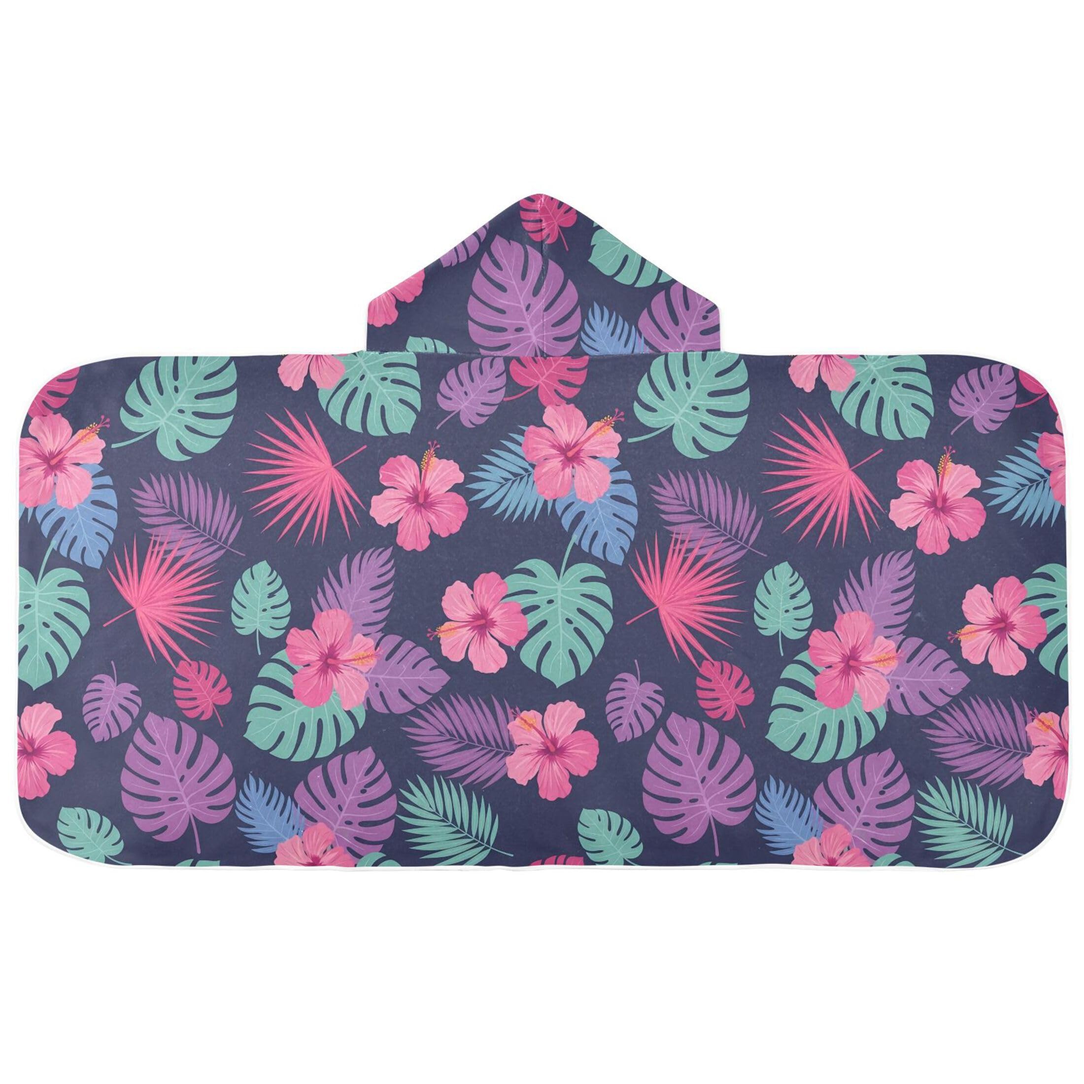 Fuauuyl Hibiscus Monstera Leaves Hooded Baby Bath Towel Soft & Breathable Towel for Newborns Infants Toddlers, Nursery Essential