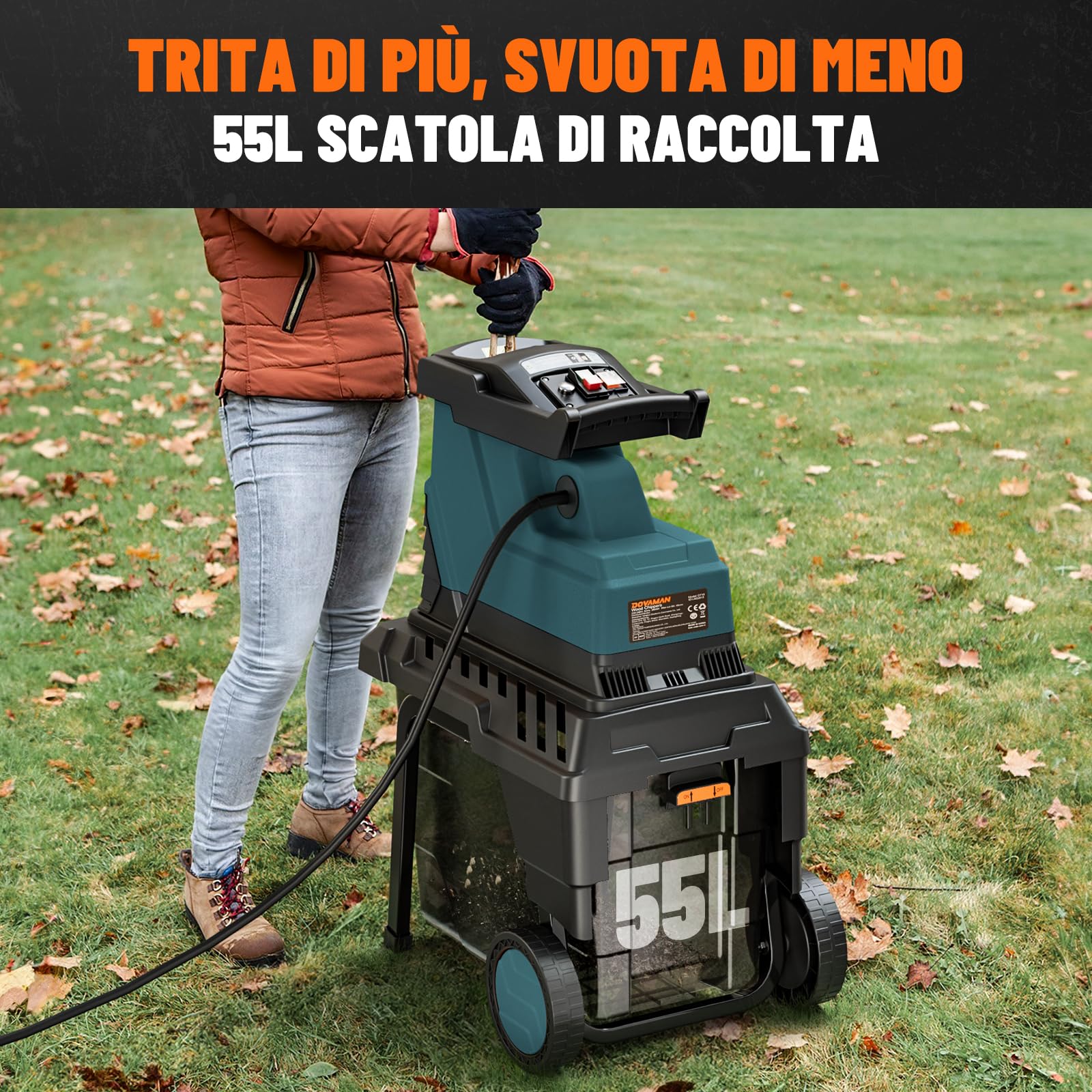 DOVAMAN GT10 Biotrituratore Elettrico 2800W 400Nm 88dB Rullo 6 Denti 45mm