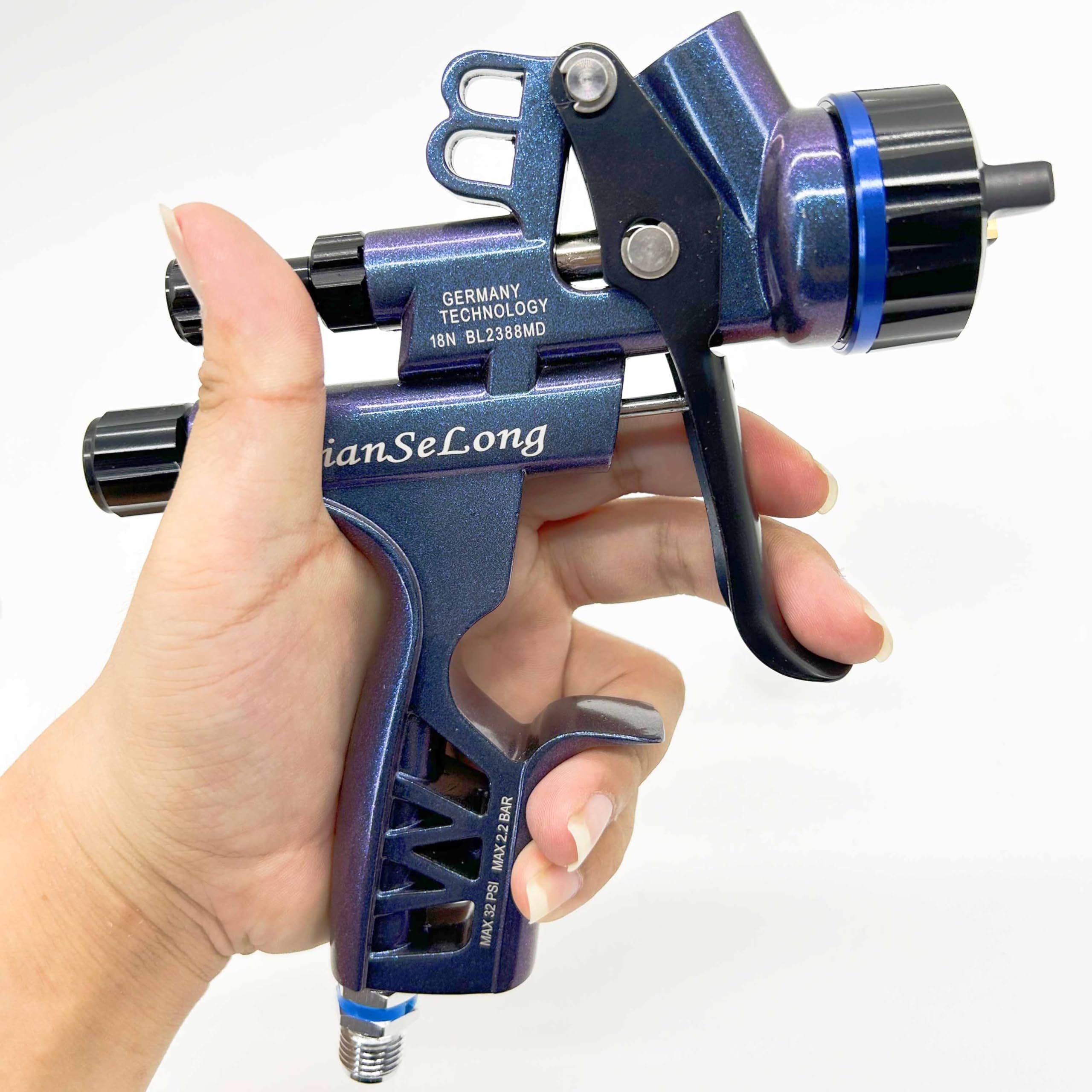 HVLP - Pistola de pulverización de aire con boquillas de acero inoxidable de 1,3 mm y taza de material de polietileno de 600 cc, pistola de pintura de pulverización de aire con 1 taza de mezcla de 600