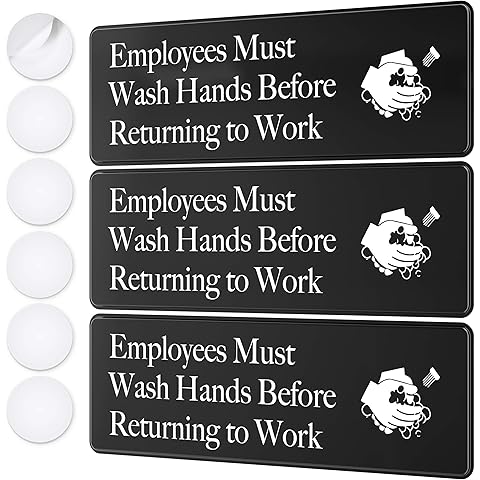 ASSURED SIGNS Employees Must Wash Hands Sign - 12 Pack - 3