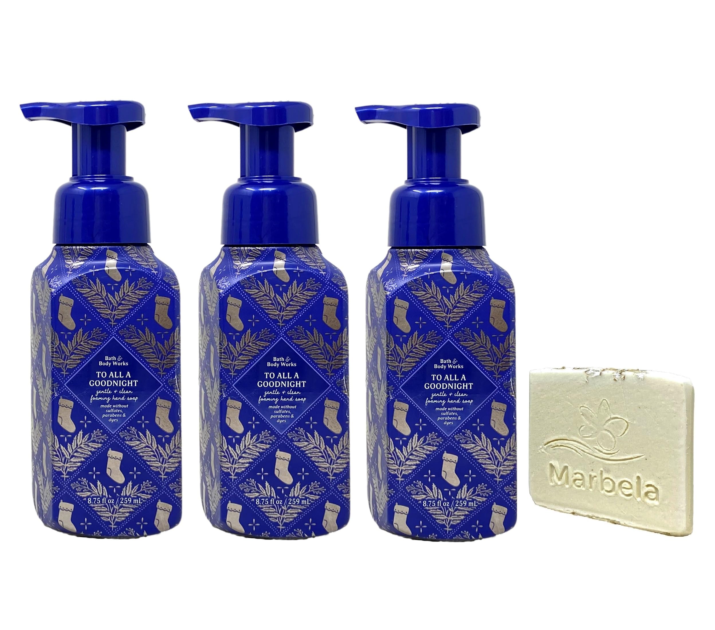 Bath & Body Works To All A Good Night 3 Pack Gentle & Clean Foaming Hand Soap Bundle with a Natural Oats Sample Soap