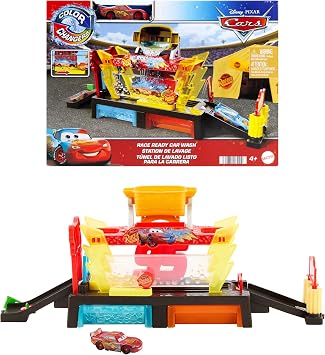 Mattel Station de Lavage Dinoco Color Changers avec Véhicule Flash McQueen Métamorphose