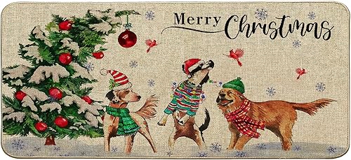 Baccessor Felpudo de Navidad con diseño de árboles de Navidad, a cuadros, decorativo para interiores y exteriores, tapete de puerta de bienvenida de