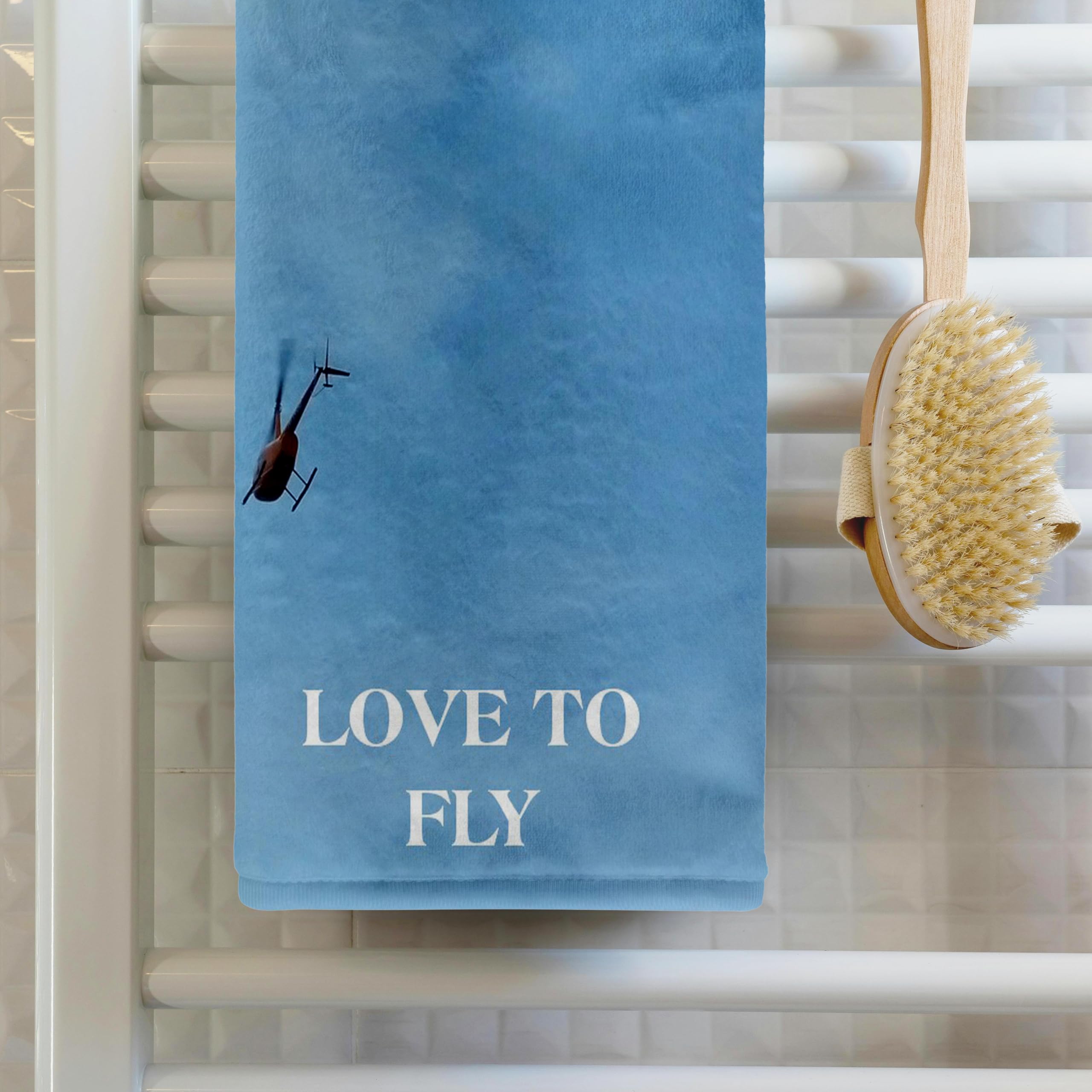 3dRose 15x22 Hand Towel - Helicopter in Flight Transportation