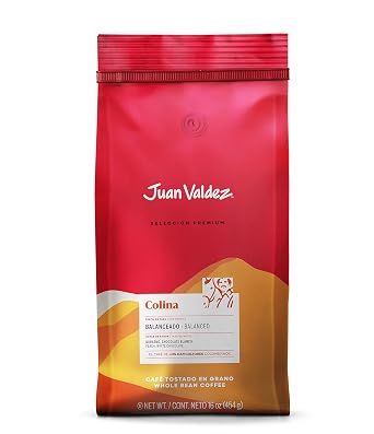 Juan Valdez Colina Whole Bean Coffee - Medium Roast | 16 oz - 100% 100% Colombian Coffee | Unique Caracolito Beans with Peach & White Chocolate Notes