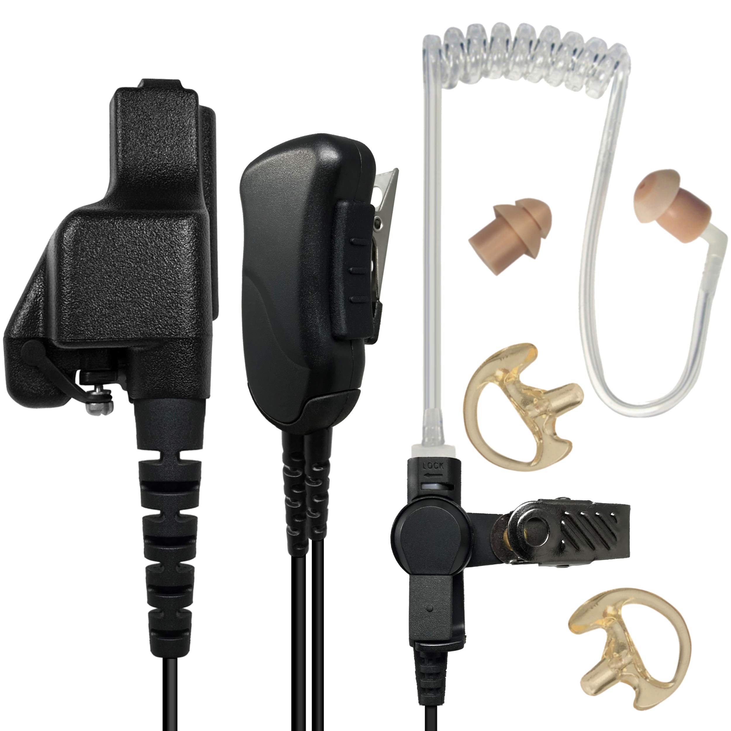 Sheepdog Police Lapel Mic, Compatible with Motorola XTS5000 XTS3000 XTS2500 and XTS1500 Radios, Law Enforcement Earpiece Headset, Wired, Black