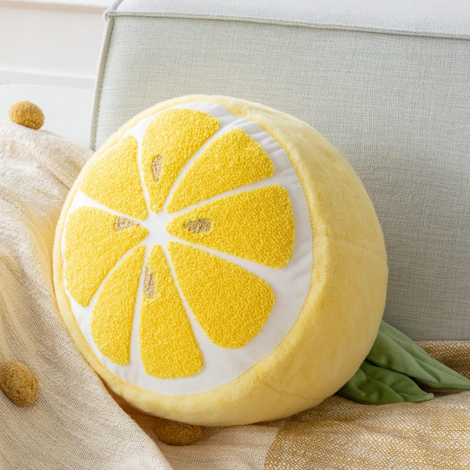 Marble Empire Lemon Pillow Yellow Outdoor Summer Throw