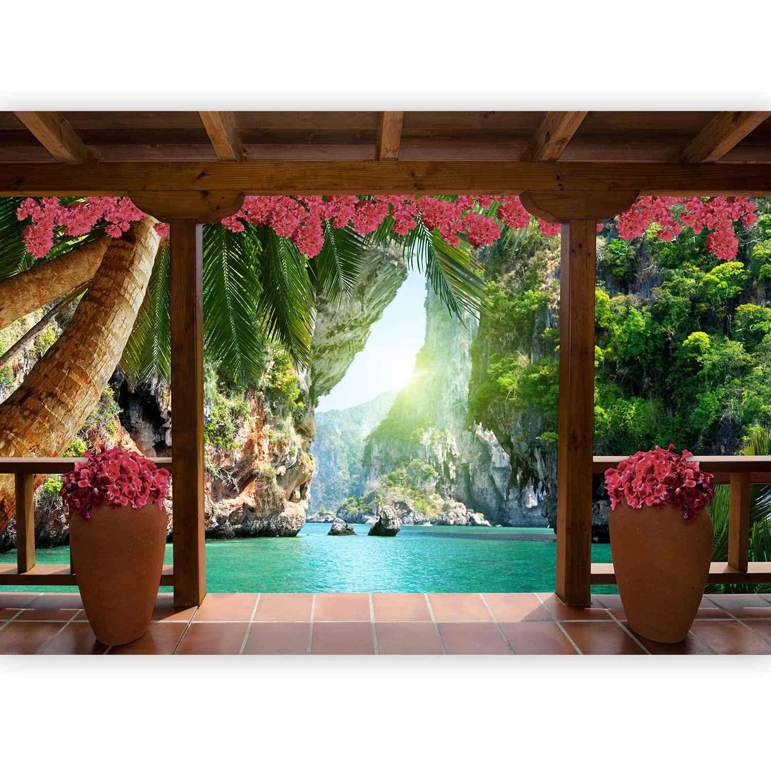 murando PREMIUM Photo Wallpaper Landscape 100x70 cm / 40"x28" Non-Woven Premium Art Print Fleece Wall Mural Decoration Poster Picture Design Modern Nature Mountains Palm tree Sea Thailand c-C-0434-a-a