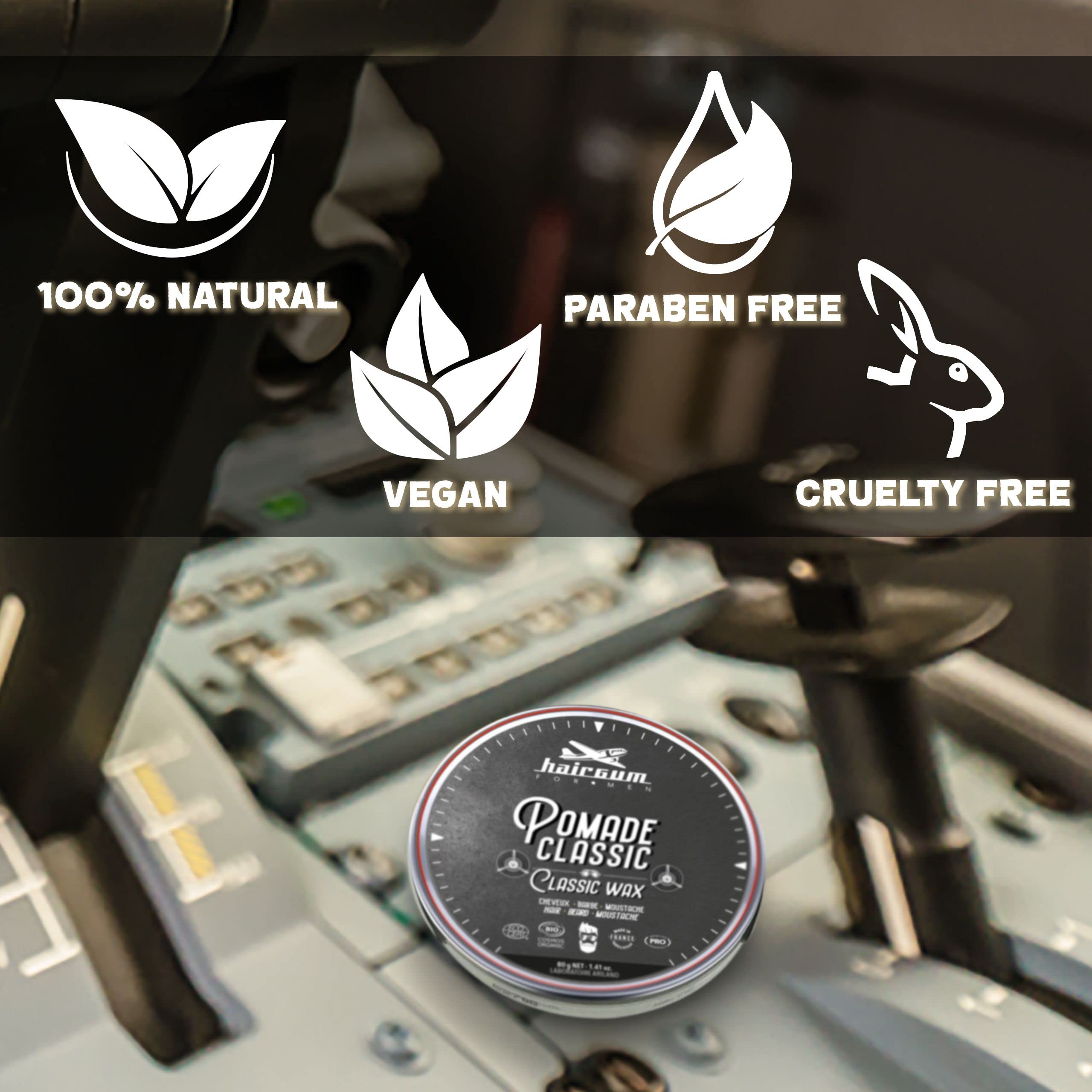 Pommade coiffante cheveux, barbe et moustache Hairgum 80g