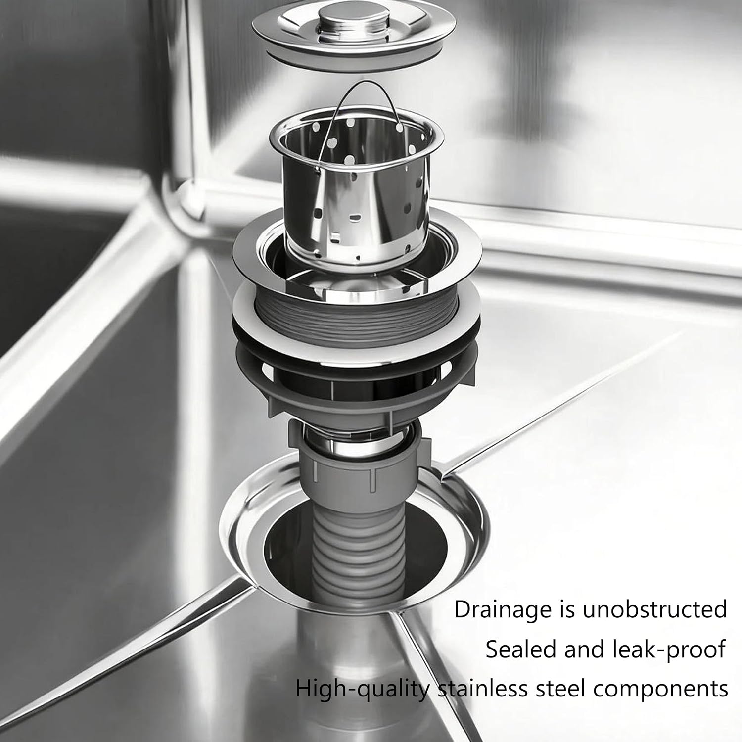 304 Stainless Steel Floor Mop Sink, Mop Cleaning Sink,Mop Service Basin with Drainage Pipe & Strainer, for Home, Garage, Restaurant, School (Silver 17.7 x 16 x 21.6)