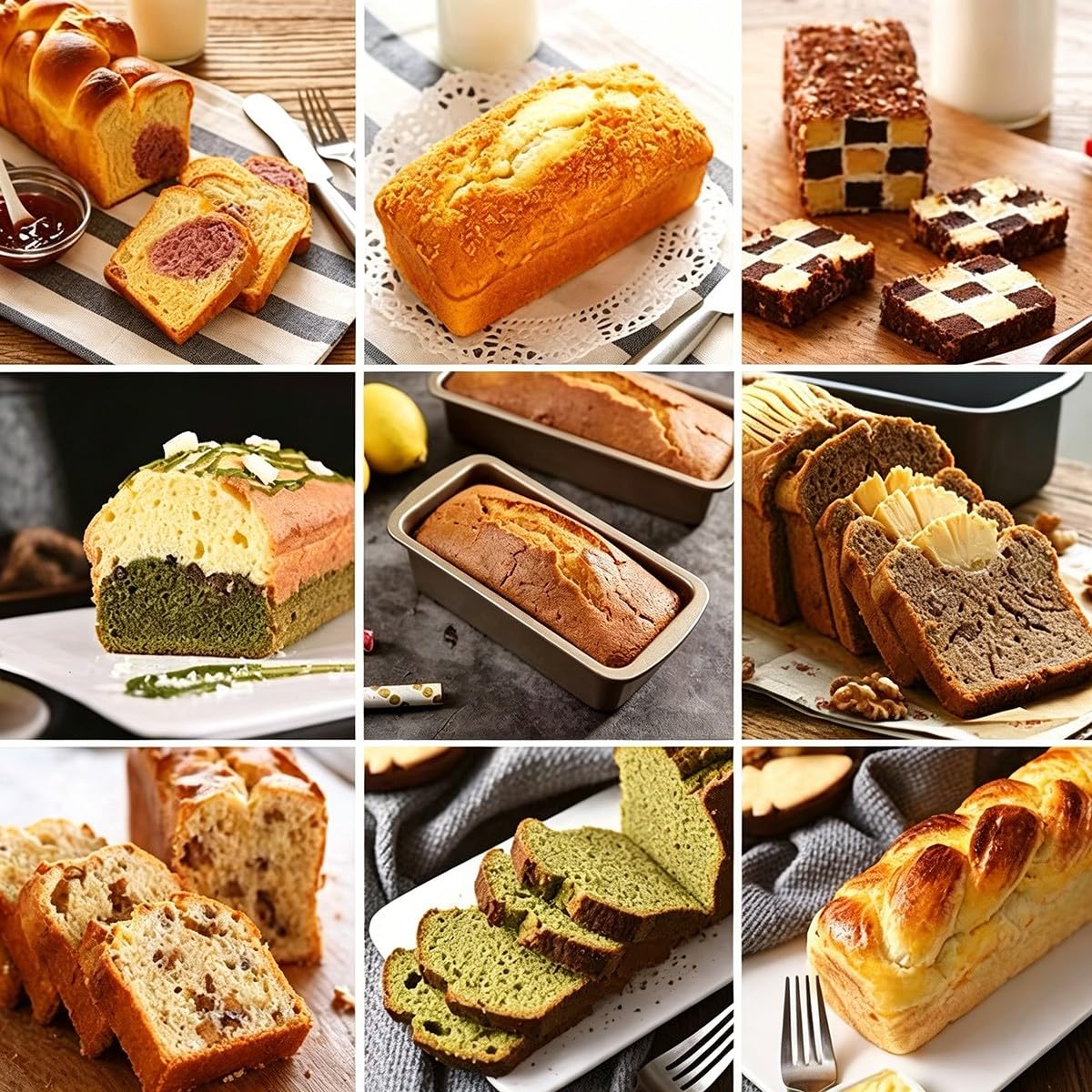 Molde para Pan y Bizcocho Juego de 3 Moldes Antiadherentes de Acero al Carbono para Pan de Molde Toast Cake Cheesecake Pastel Carne Horno Oro Champagne
