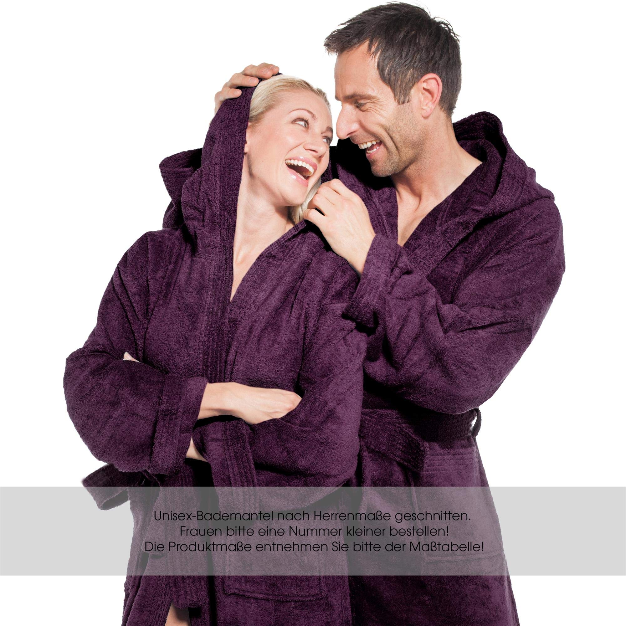 aqua-textil XS-XXXL Bademantel Kapuze Uni lang aufgesetzte Taschen Damen Herren Unisex warm Frottee Baumwolle OEKO-TEX Föhr