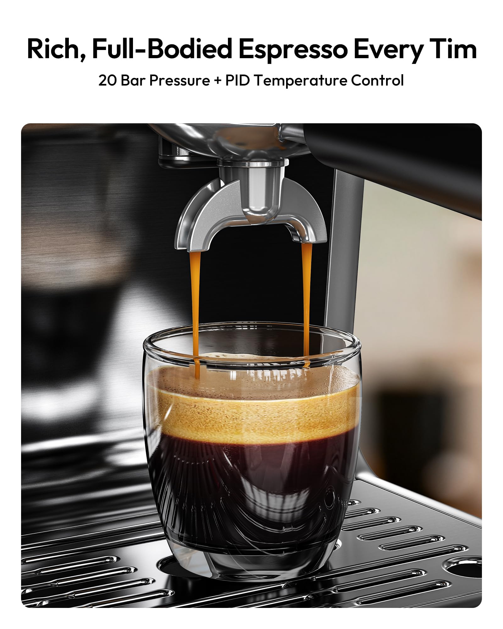 EUHOMY - Máquina espresso con molinillo, cafetera espresso profesional con 20 bares para el hogar, con espumador de leche para leche, capuchino y estilo barista