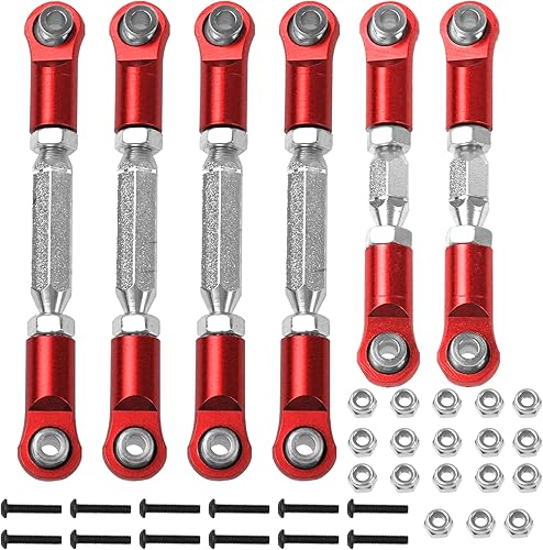 Tensores de metal para varilla, enlaces de dirección, varillas de acoplamiento compatibles con Arrma Granite 4X4 Senton 4X4 Mega550 110 RC Car (rojo)