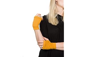 Seamless Knitted Fingerless Sassy Sports Short Long Full Cover Cotton Gloves for Women (Yellow)