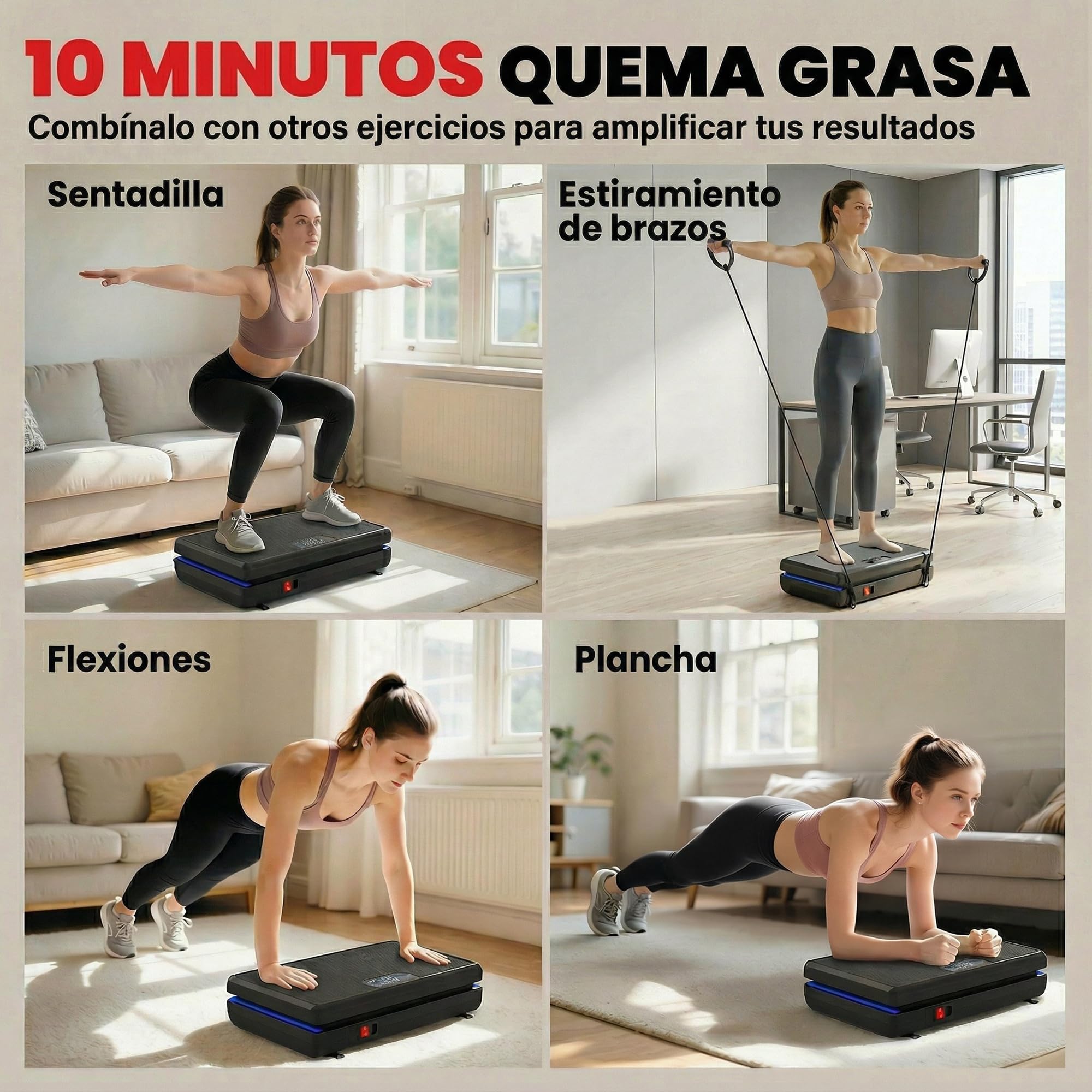 SPORTNOW Plataforma Vibratoria, 120 Velocidades, 5 Programas, Plataforma Vibración Muscular 200W con 2 Bandas Elásticas, Pantalla LED, Luz, Mando a Distancia, Carga 120 kg para Hacer Ejercicio en Casa
