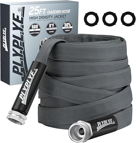 PLYPLYE Garden Hose 25ft, Made of TPU(Not PVC), Ultra-Light & Flexible Water Hose, Non-Shrinking, Easy to Store, Drinking Water Safe Material, All-weather, Black&Gray