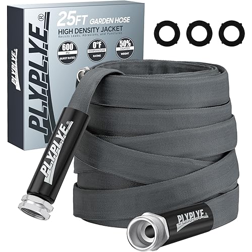 Garden Hose 25ft, Made of TPU(Not PVC), Ultra-Light & Flexible Water Hose, Non-Shrinking, Easy to Store, Drinking Water Safe Material, All-weather, Black&Gray