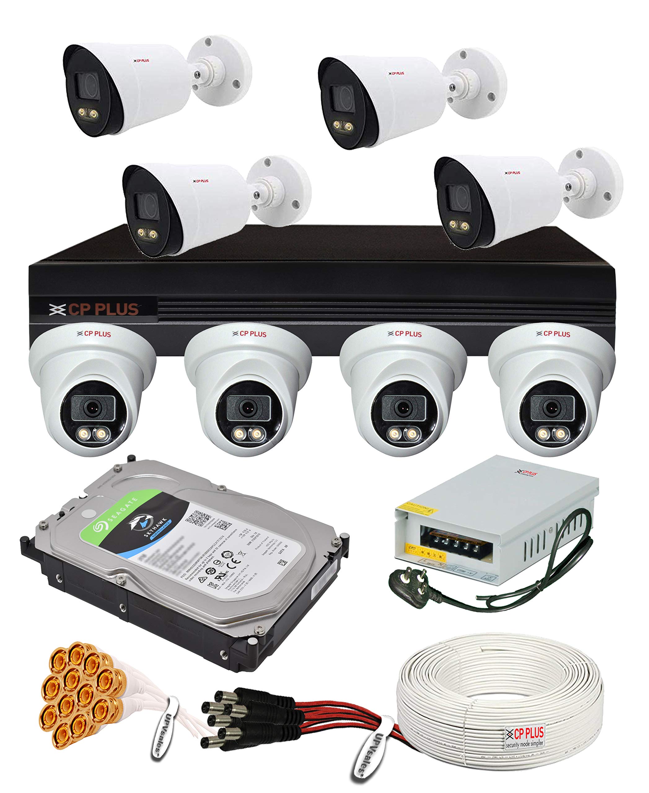CP Plus H.265, 2.4 MP Guard+ Colorful View in Dark 8 Camera Combo Kit with (8Ch DVR, 4 Dome 4 Bullet Cameras, 4TB HDD, Power Supply, 90Mtr Cable, Audio Mic & Connectors) CCTV Security Camera Set (B07ZCV1Z4W) Amazon Price History, Amazon Price Tracker