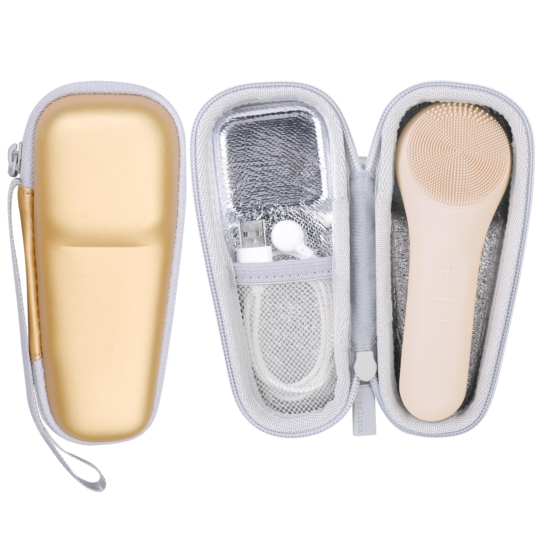 co2CREA Hard Carrying Case Compatible with NågraCoola CLIE 2 1 Silicone Face Scrubber Facial Cleansing Brush (Oat)