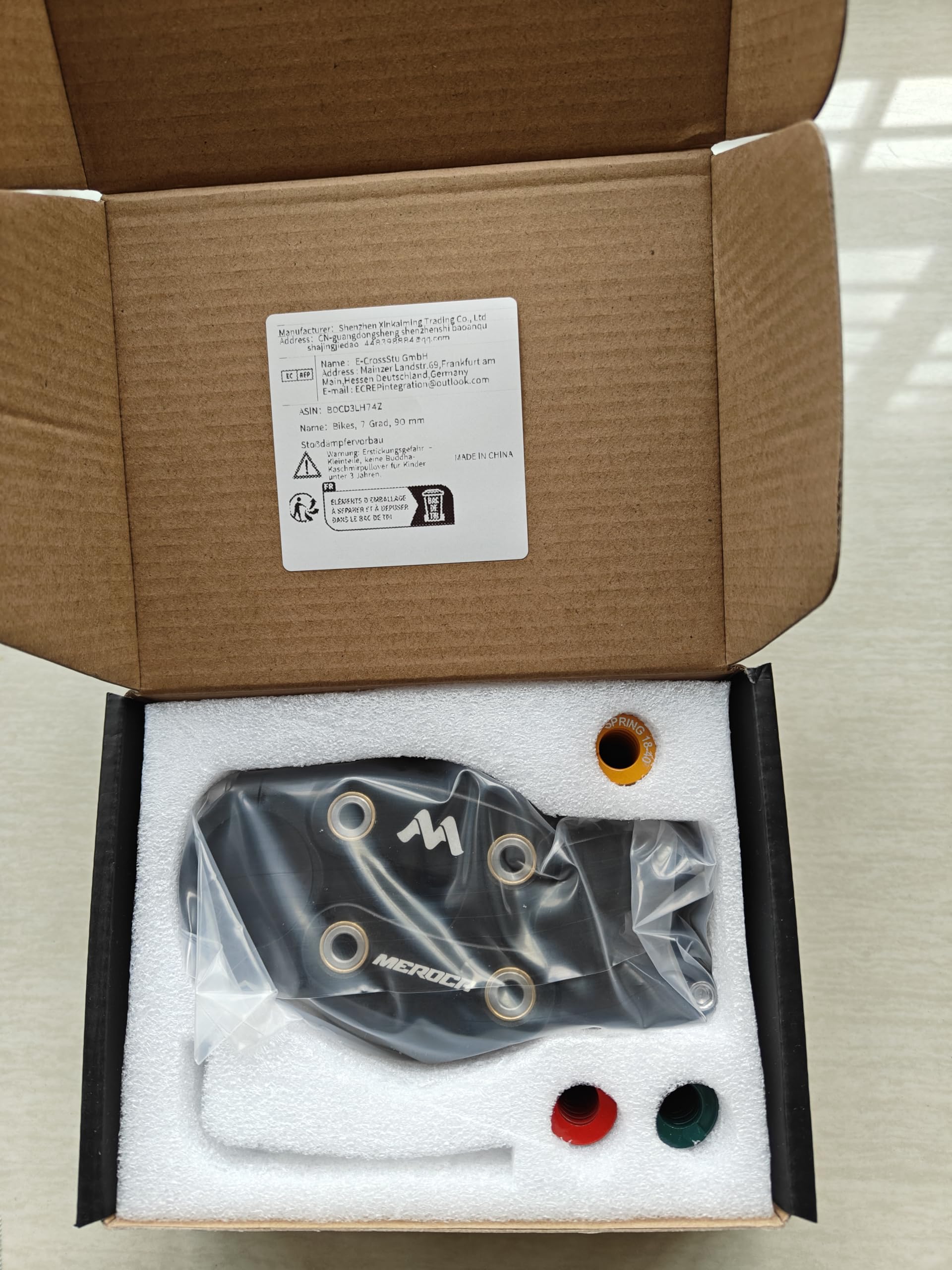 Stelo di Sospensione Attacco Manubrio per Bicicletta, Ammortizzante, per Bici da Strada, Ghiaia, Ibrida e E-Bike, 7 Gradi, 90 mm