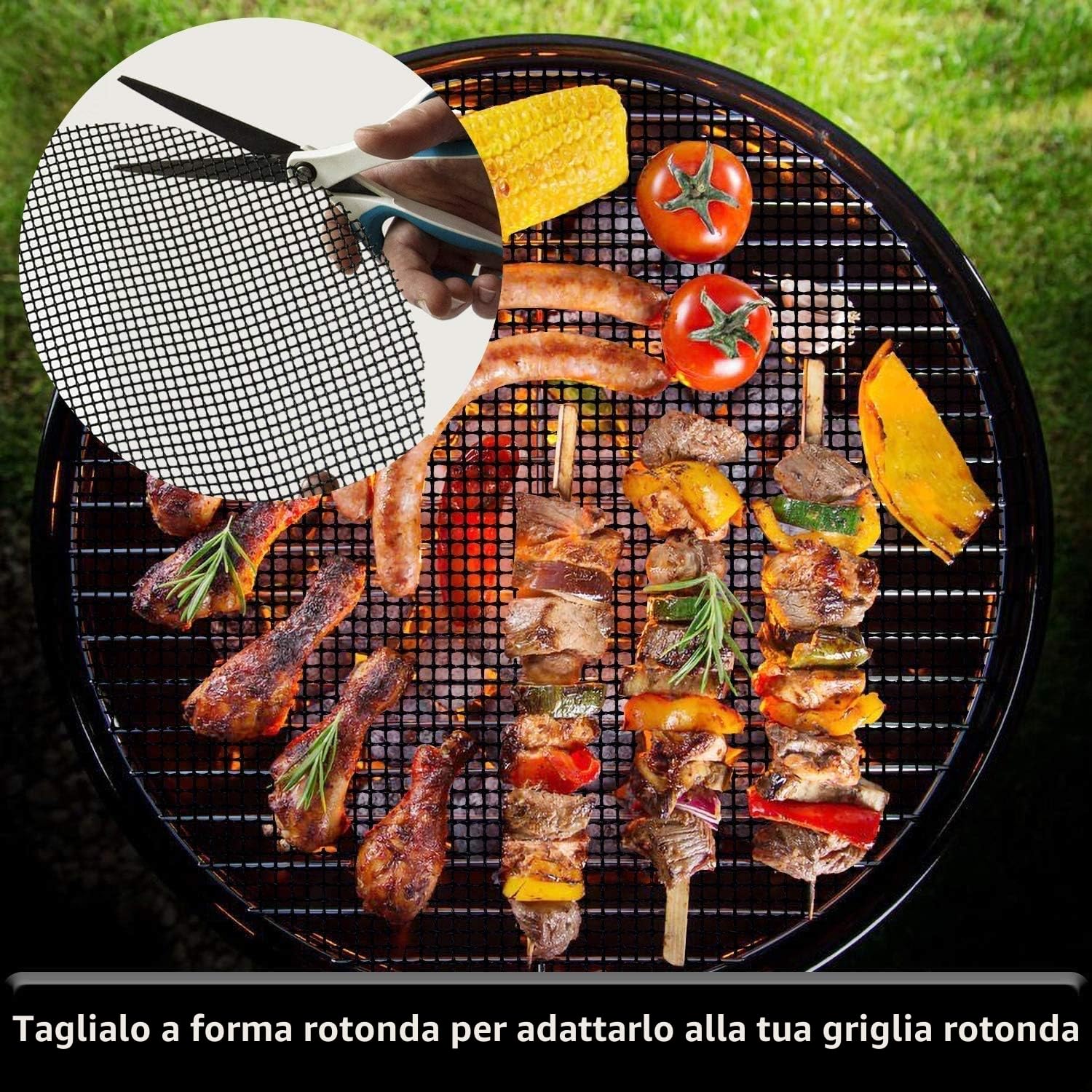 Set di 6 BBQ Grill Mesh Tappetino per Barbecue, Riutilizzabili Griglia Rete Barbecue Tappetini per Grigliare Carne, Verdure, Cucinare, Grigliare e Cuocere, 40 x 33 cm (6)