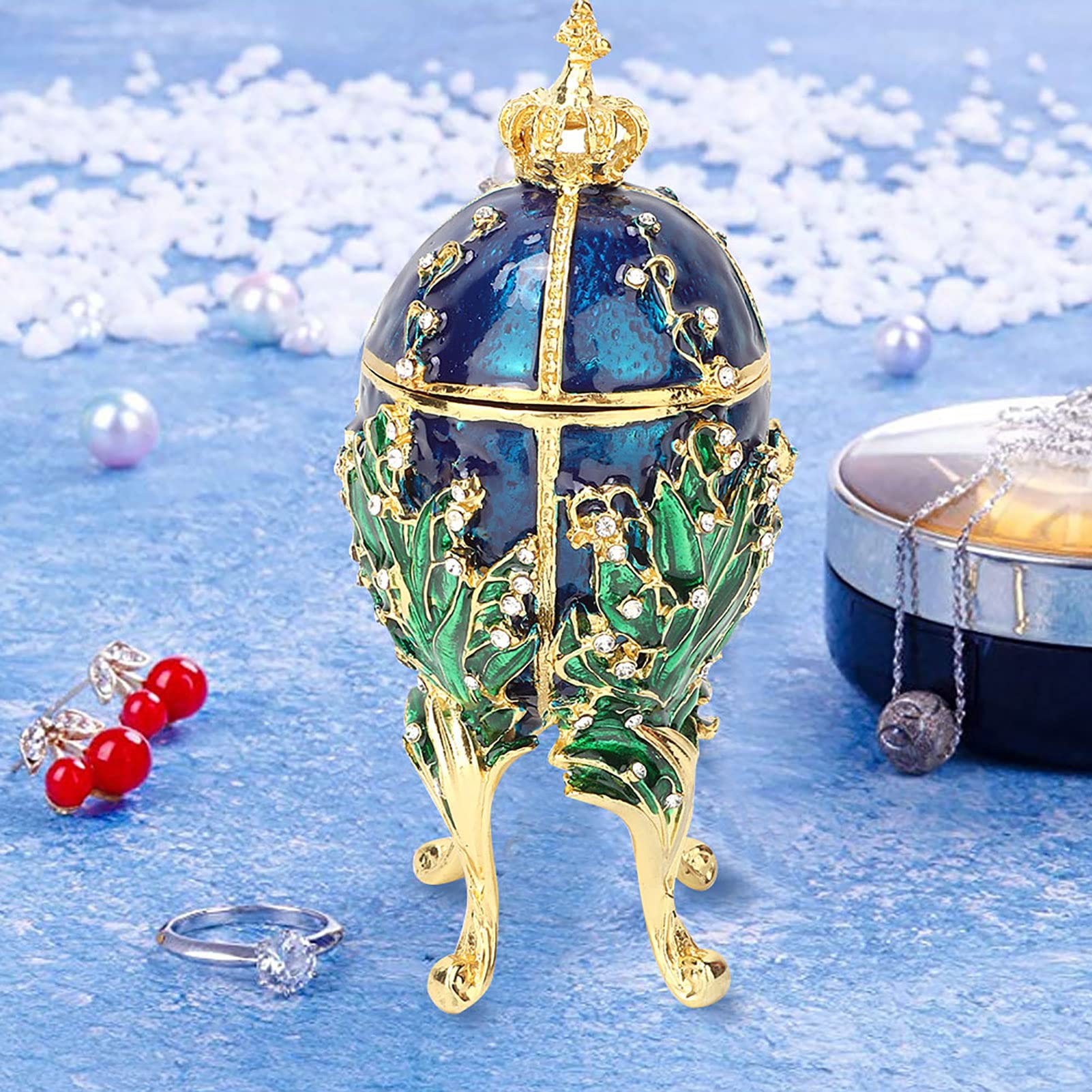 Amazon｜BestAlice Faberge 卵型小物入れ メタルジュエリー 小物入れ