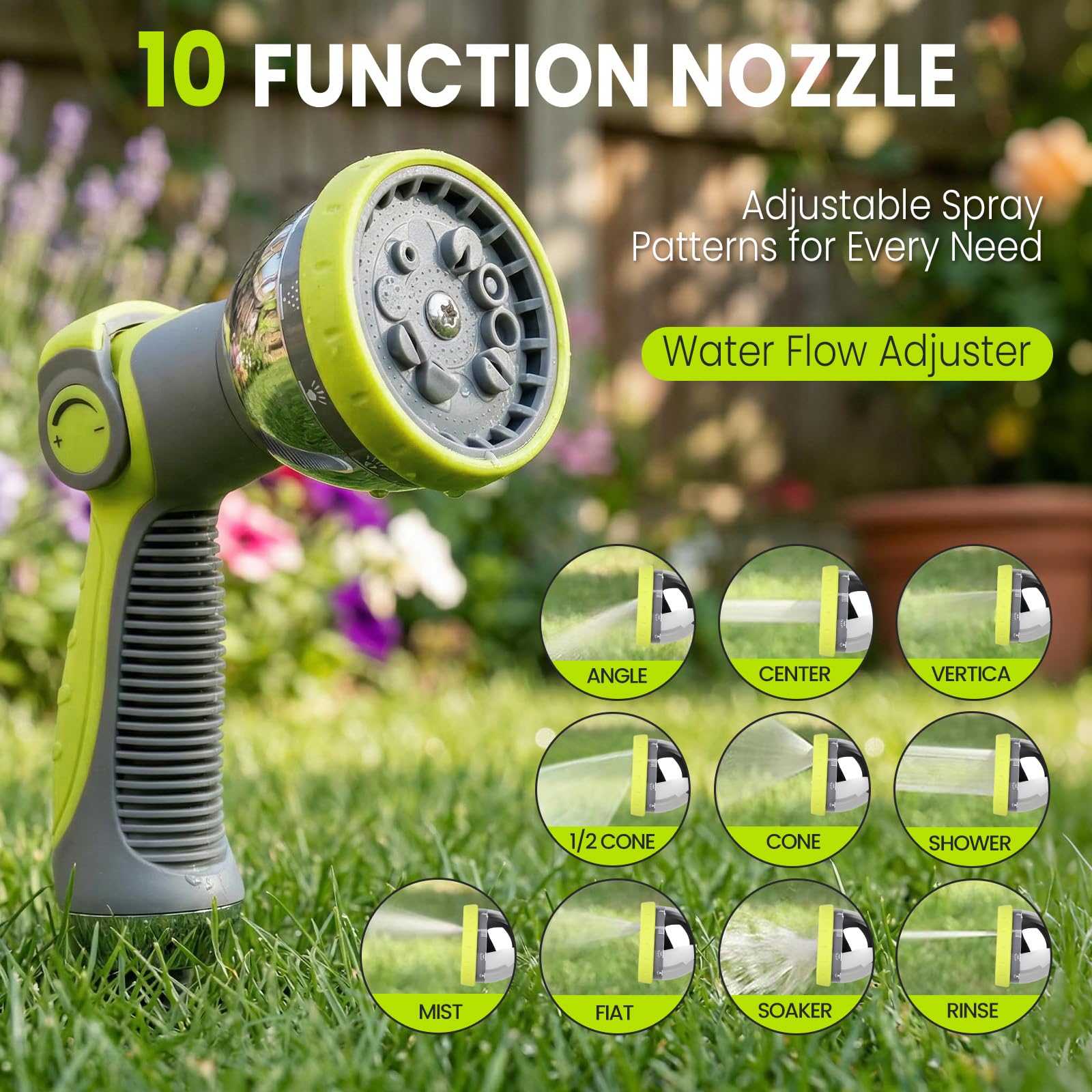 Enrouleur de tuyau d’eau 45 m + 2 m, rotatif à 180°, boîte de tuyau d’arrosage automatique de jardin avec 10 fonctions d’arrosage pour laver la voiture